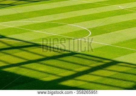 Empty Soccer's Field At The Stadium During Quarantine