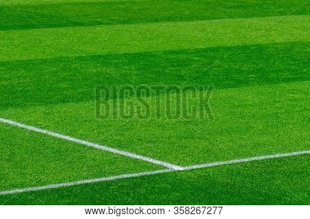 Empty Soccer's Field At The Stadium During Isolation Period