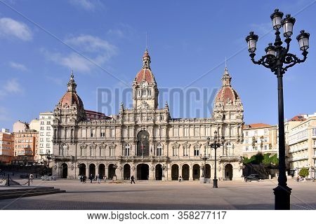 A Coruña Town Hall In The María Pita Square. La Coruña, Galicia. Spain. Europe. October 8, 2019