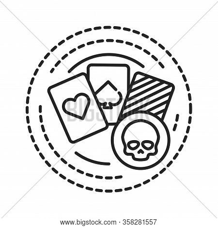Gambling Addiction Black Line Icon. An Urge To Gamble Continuously Despite Negative Consequences Or 