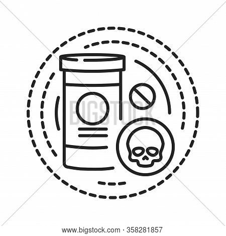 Addiction Of Narcotic Drugs, Psychotropic Substances Black Line Icon. Physical Or Emotional Dependen