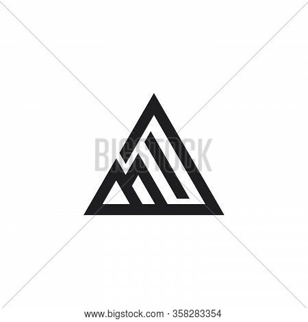 Letter M Triangle Geometric Stripes Shape Design Logo Vector