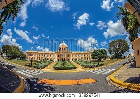 Santo Domingo, Dominican Republic - March 13, 2020: The National Palace, A Building That Houses The 