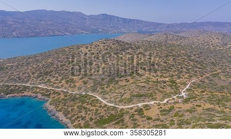 Aerial View Of Kalydon Island, Crete, Greece