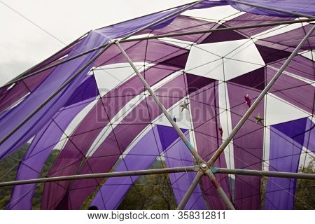Mobile Dome Decoration Design. A Geodesic Dome Tents. A Hemispherical Thin-shell Structure Lattice-s