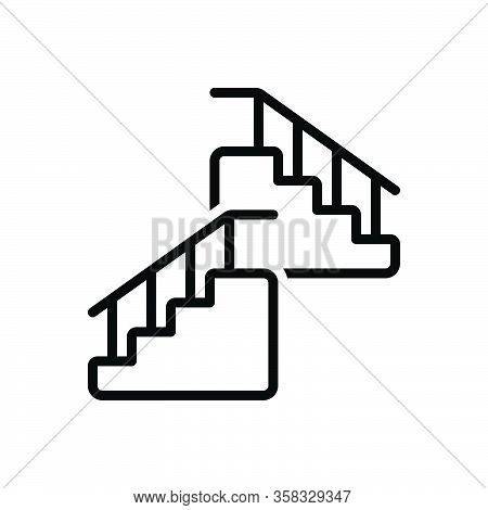 Black Line Icon For Nowhere Regular Ladder Everywhere Stairs Climb