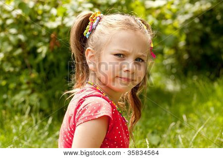 Little Girl In A Red Blouse