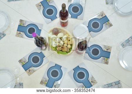 Passover Traditions, Seder. Passover Meal. Jewish Traditions. Reserved Table For Passover.
