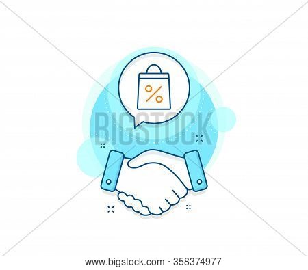 Supermarket Buying Sign. Handshake Deal Complex Icon. Shopping Bag With Percentage Line Icon. Sale A