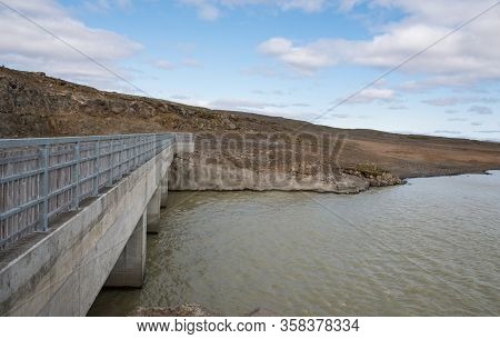 The Water Intake To Budarhals Hydroelectric Power Plant In Iceland