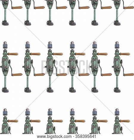 Seamless Patterns. Old Rusty Green Hand Dril