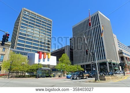 Saint John, Nb, Canada - May 24, 2016: Saint John City Hall Building On Market Square In Downtown Sa