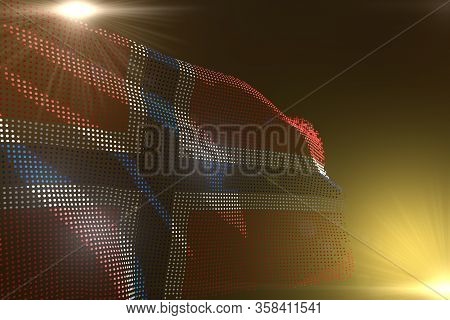 Wonderful Modern Illustration Of Norway Flag Made Of Dots Waving On Yellow With Free Place For Your 