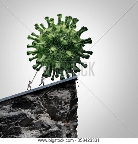 Virus Research And Pathology Medical Concept As A Group Of Researcher Doctors Pushing A 3d Illustrat