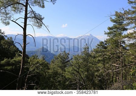 Majestic Tahtali Dagi mountains, view from famous Lician Way tourist trak in Turkey