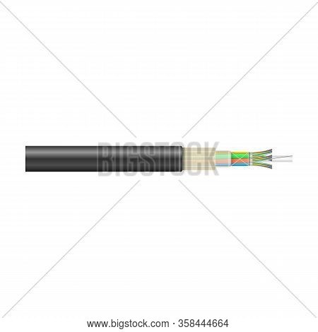 Fiber Cable Vector Icon. Realistic Vector Icon Isolated On White Background Fiber Cable.
