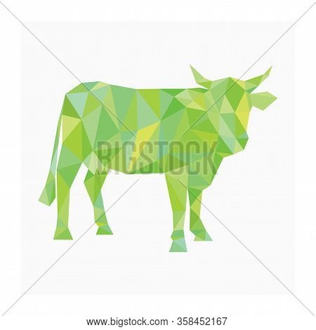 Cattle Logo. Polygonal Illustration Of Cow. Farm Animal Or Livestock Symbol. Icon For Dairy Company.