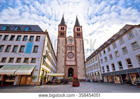 Old Town Of Wurzburg Cathedral And Square Architecture View, Wurzburger Dom, Bavaria Region Of Germa