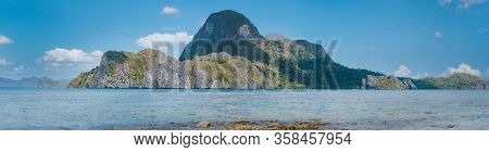 Panorama View Of Cadlao Island Located In El Nido Bay. Wonderful Unique Nature Of Palawan, Philippin
