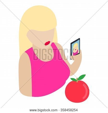 Selfie Woman Icon. Isometric Illustration Of Selfie Woman Vector Icon For Web
