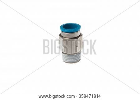 Varna, Bulgaria - March 21, 2020: Festo Pneumatic Straight Steel Fitting With Thread, Isolated On Wh