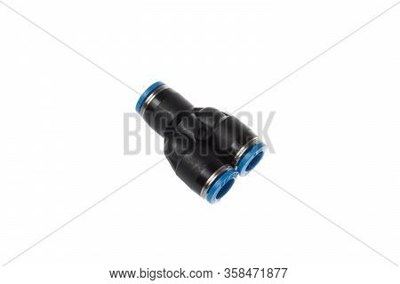 Varna, Bulgaria - March 21, 2020: Festo Pneumatic Y Shape Fitting, Isolated On White. Festo Is A Com