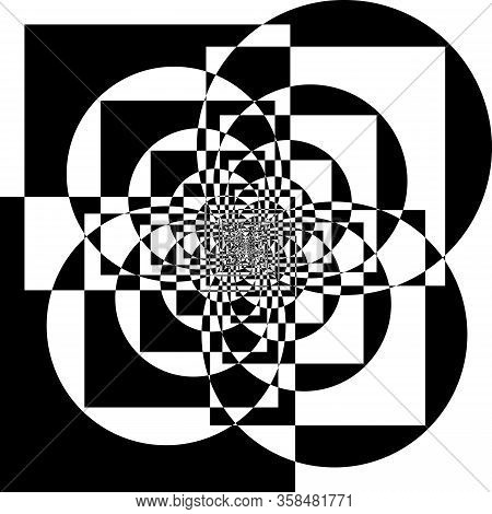 Abstract Arabesque Geometric Aproach Circle And Square Game Perspective Design Black On Transparent 