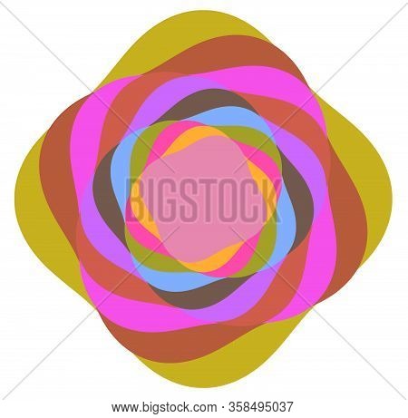 Creamy, Pastel Smudged, Smeared Colorful, Multi-color Concentric, Cyclic Rings Of Different Shapes.