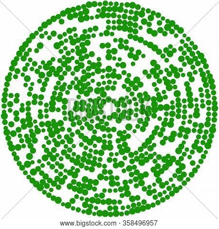 Random Dots, Circles Abstract. Speckles, Dotted Radial, Radiating, Circular Geometric Illustration.