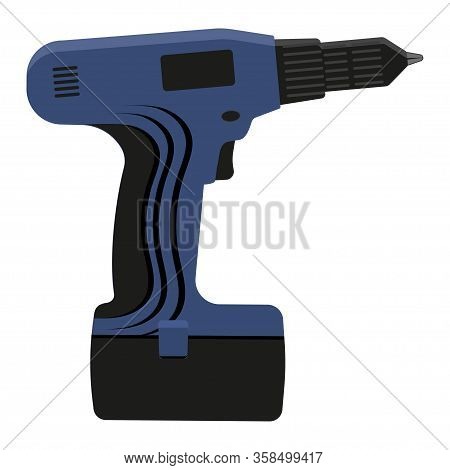Screwdriver Drill, Flat Style. Isolated On White Background. Hand-held Power Tool. Vector Illustrati