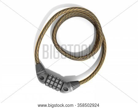 Steel Clasic Bicycle Lock 3d Render On White