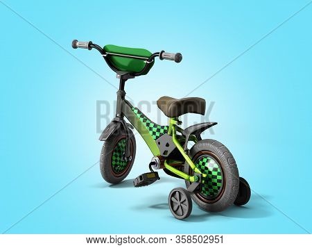 Black Kids Bike On Blue Gradient Background