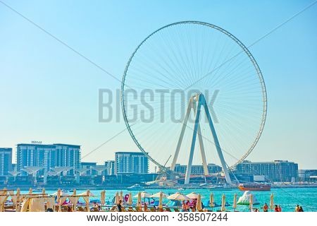 Dubai, UAE - January 30, 2020:  Constructing of Ain Dubai - the largest observation wheel, United Arab Emirates