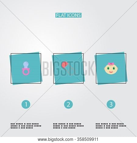Set Of Infant Icons Flat Style Symbols With Brooch, Nip, Baby Girl And Other Icons For Your Web Mobi