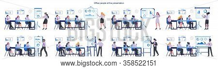 Business Pepole Making Presentation In Front Of Group Of Co-worker
