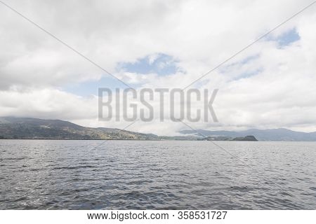 Landscape Of Tota, The Largest Colombian Lake, A Cold And Cloudy Morning. Aquitania, Boyaca, Colombi