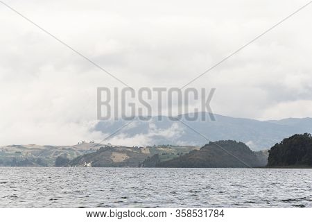 Landscape Of Tota, The Largest Colombian Lake, A Cold And Cloudy Morning. Aquitania, Boyaca, Colombi
