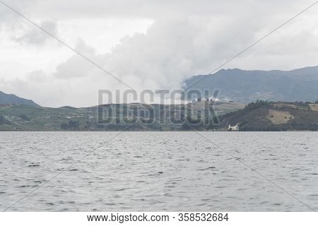 Landscape Of Tota, The Largest Colombian Lake, A Cold And Cloudy Day. Aquitania, Boyaca, Colombia