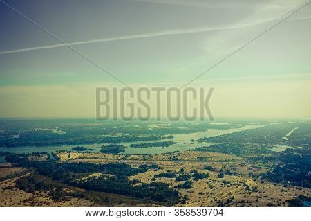 A View Of A Dry Fields Along The Dnipro River In The Valley