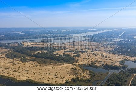 A View Of A Dry Fields Along The Dnipro River In The Valley