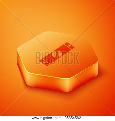 Isometric Construction Bubble Level Icon Isolated On Orange Background. Waterpas, Measuring Instrume
