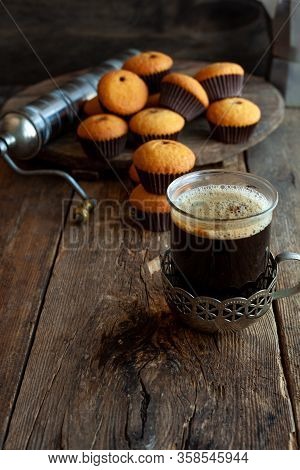 Muffins - Delicious Pastries. Delicious Dessert On The Table - Homemade Muffins. Portioned Cupcakes.