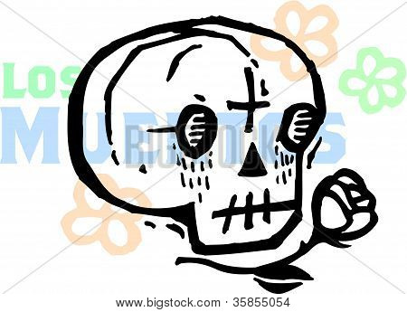 用一朵玫瑰绘制一个洛杉矶亡灵头骨