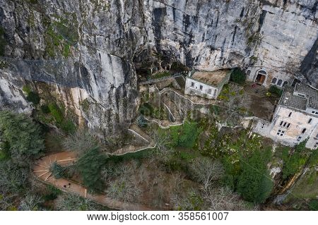 Aerial View Of The Grotto Of Maria Magdalena In France, Plan Daups, The Massif St.baum, Holy Fragran