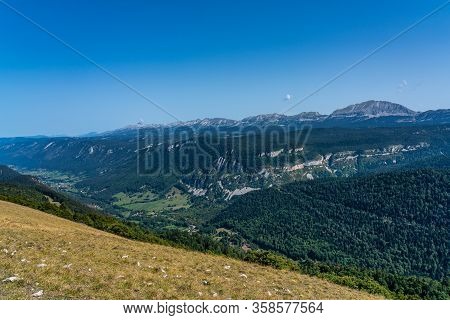 Panoramic View Of Vercors Landscape, Vassieux En Vercors, France In Europe