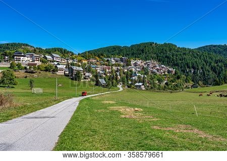 Panoramic View Of The Mercantour National Park Near Valberg, French Alps, France In Europe
