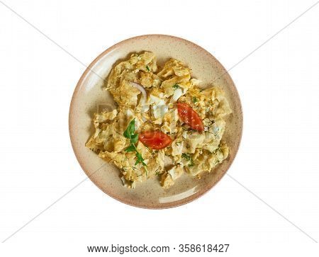 Matzah Brei, Ashkenazi Jewish Origin Made From Matzah Fried With Eggs.
