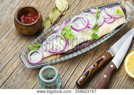 Salted Herring In Plate
