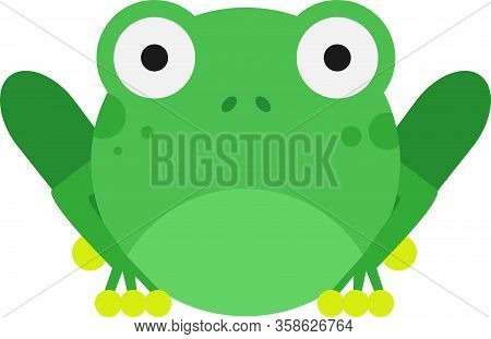 Cute Frog Designed With Very Geometric And Rounded Shapes For Kids.