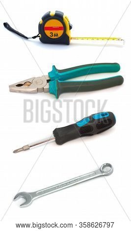 Collection Of Tools Isolated On White Background. Full Size.